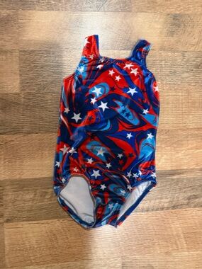Red & Blue Star Swirl Leotard - Size CS